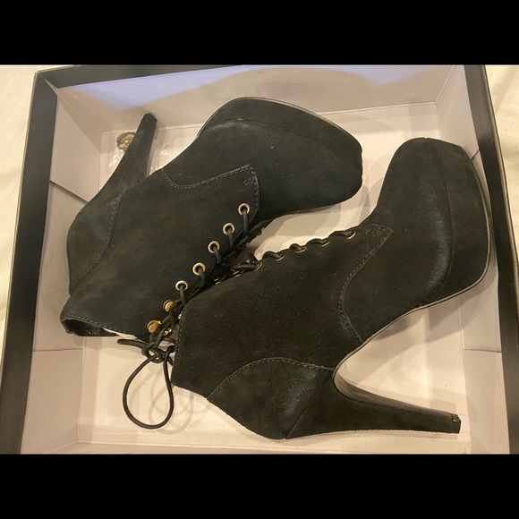 INC Black Suede 4inch heel booties - Picture 2 of 8